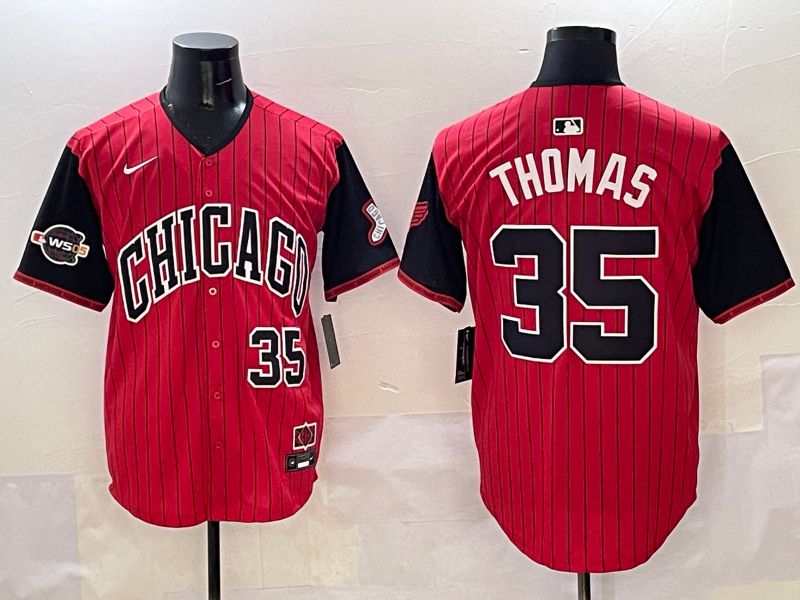 Men Chicago White Sox #35 Thomas Red Stripe Joint Name 2025 Nike MLB Jersey style 12